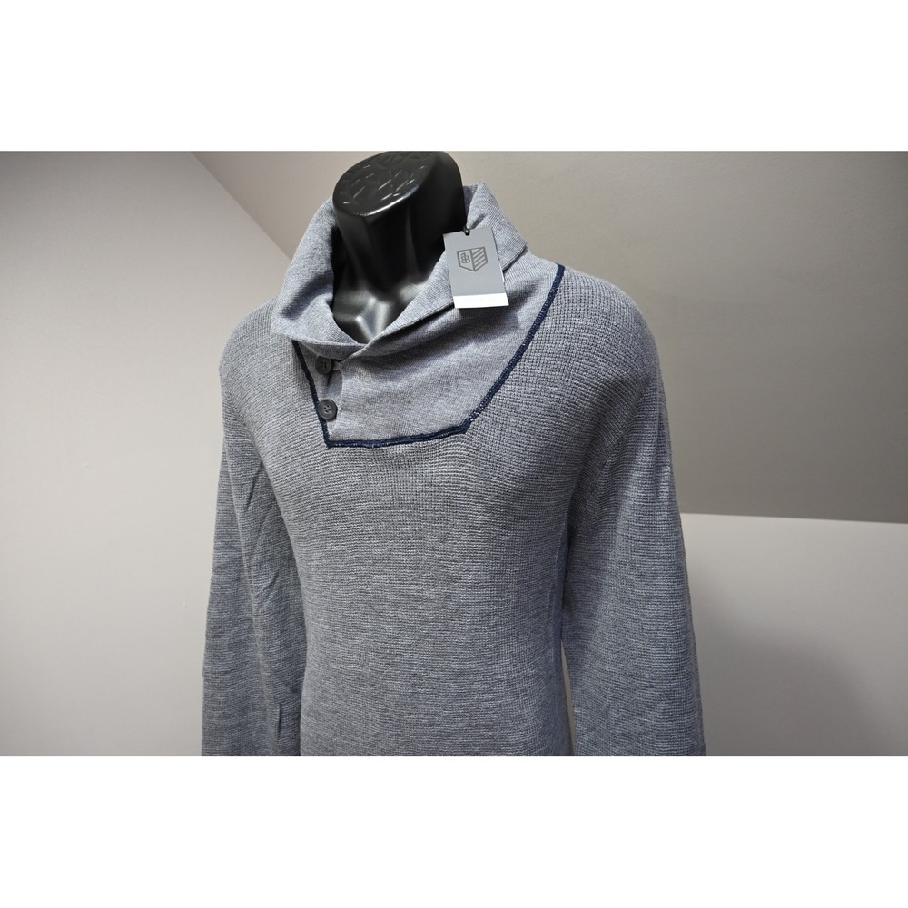 Rule 18 Bobby Jones Wool Silk Sweater Mens Large Grey Shawl Collar Knit NWT NEW